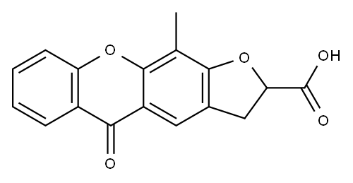 5H-Furo[3,2-b]xanthene-2-carboxylic acid, 2,3-dihydro-11-methyl-5-oxo- Struktur