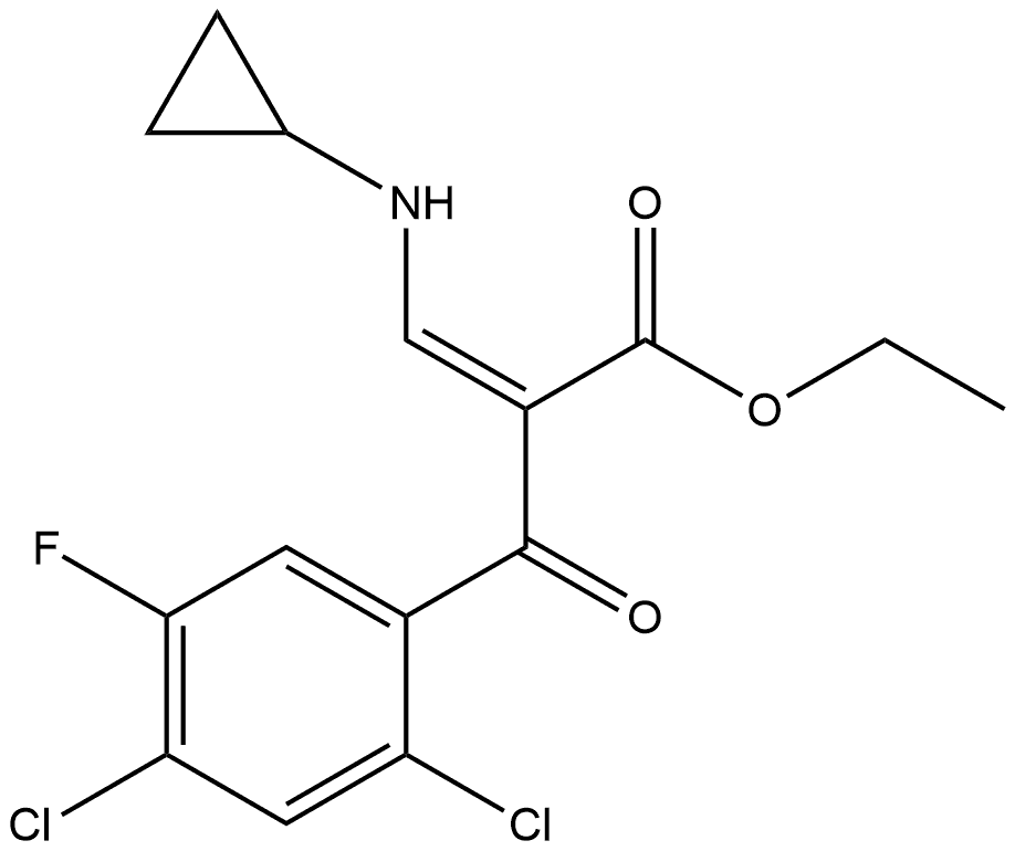 Benzenepropanoic acid, 2,4-dichloro-α-[(cyclopropylamino)methylene]-5-fluoro-β-oxo-, ethyl ester, (αZ)- Structure