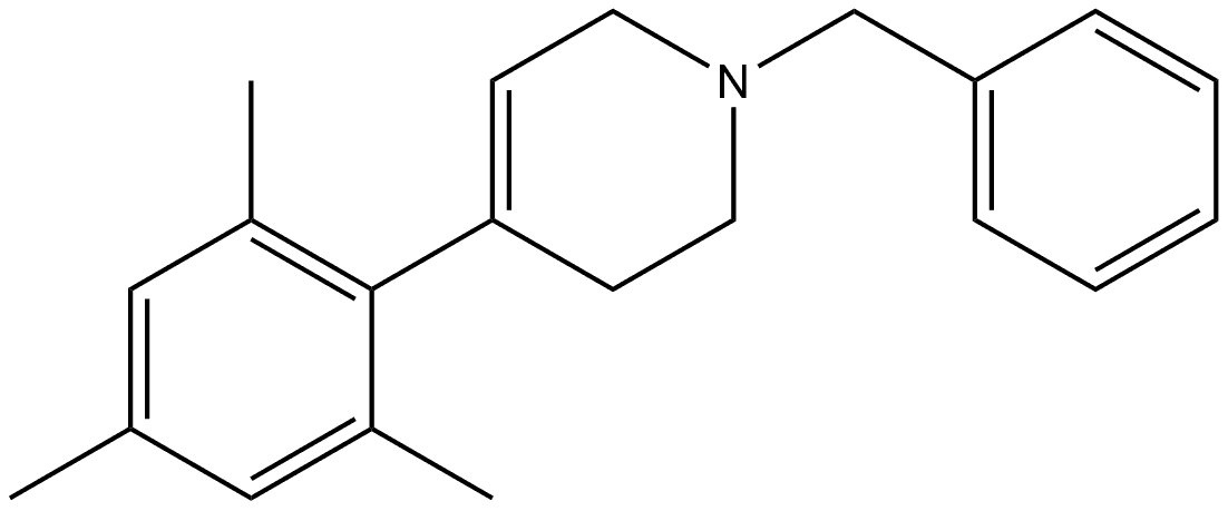 1,2,3,6-Tetrahydro-1-(phenylmethyl)-4-(2,4,6-trimethylphenyl)pyridine 化学構造式