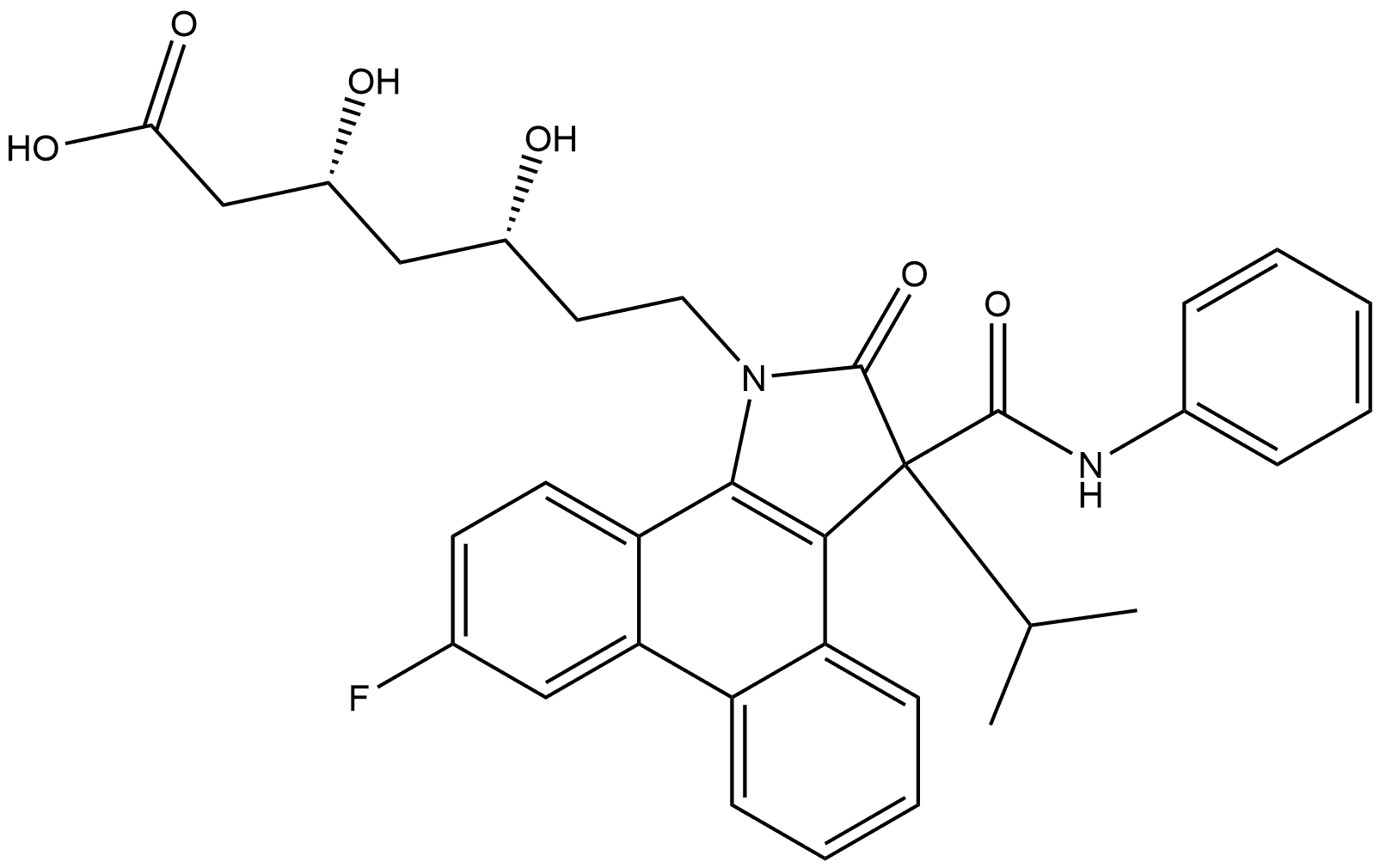 1H-Dibenz[e,g]indole-1-heptanoic acid, 9-fluoro-2,3-dihydro-β,δ-dihydroxy-3-(1-methylethyl)-2-oxo-3-[(phenylamino)carbonyl]-, (βR,δR)-