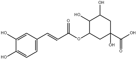 Cyclohexanecarboxylic acid, 3-[[(2E)-3-(3,4-dihydroxyphenyl)-1-oxo-2-propen-1-yl]oxy]-1,4,5-trihydroxy- 化学構造式