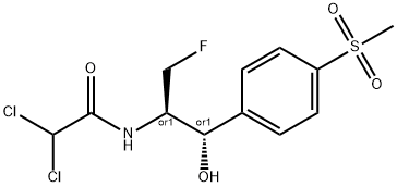 Acetamide, 2,2-dichloro-N-[(1R,2S)-1-(fluoromethyl)-2-hydroxy-2-[4-(methylsulfonyl)phenyl]ethyl]-, rel- Struktur