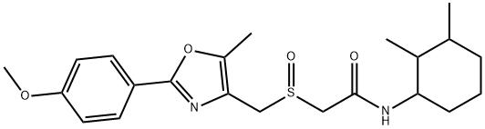 Acetamide, N-(2,3-dimethylcyclohexyl)-2-[[[2-(4-methoxyphenyl)-5-methyl-4-oxazolyl]methyl]sulfinyl]- Structure
