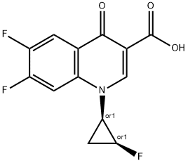3-Quinolinecarboxylic acid, 6,7-difluoro-1-[(1R,2S)-2-fluorocyclopropyl]-1,4-dihydro-4-oxo-, rel- 化学構造式