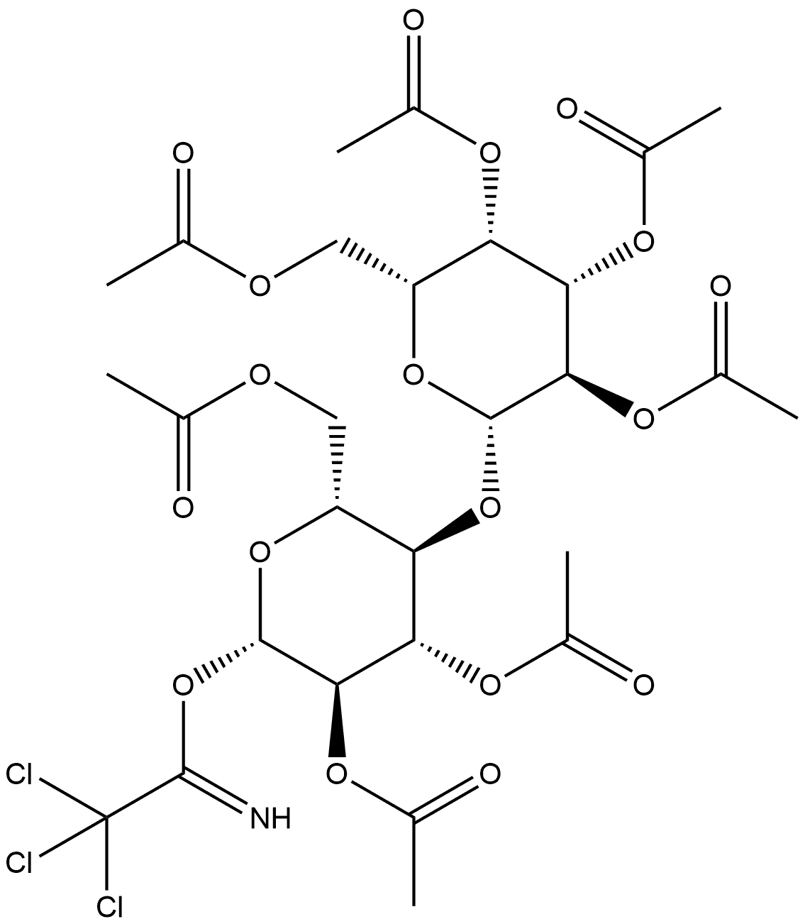 2,3,4,6-TETRA-O-ACETYL-BETA-D-GALACTOPYRANOSYL(1-4)-2,3,6-TRI-O-ACETYL-ALPHA-D-GLUCOPYRANOSYL IMIDATE Struktur