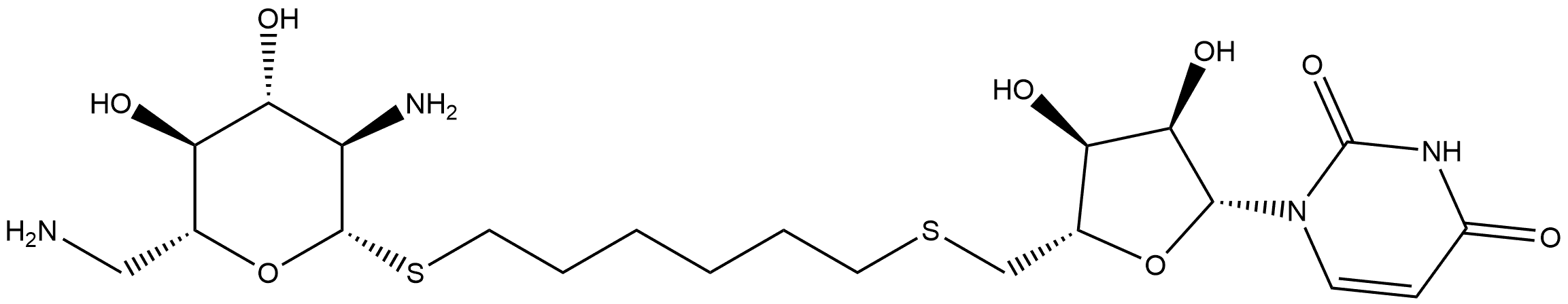 5'-S-[6-[(2,6-DIAMINO-2,6-DIDEOXY-D-GLUCOPYRANOSYL)THIO]HEXYL]-5'-THIO-URIDINE Struktur