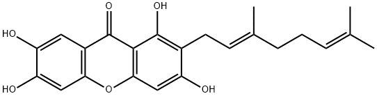 9H-Xanthen-9-one, 2-[(2E)-3,7-dimethyl-2,6-octadien-1-yl]-1,3,6,7-tetrahydroxy- Struktur
