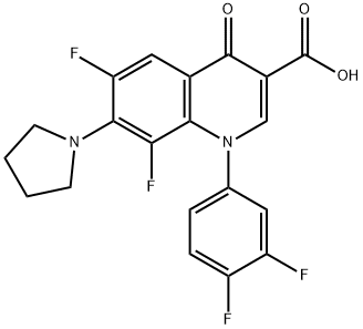 3-Quinolinecarboxylic acid, 1-(3,4-difluorophenyl)-6,8-difluoro-1,4-dihydro-4-oxo-7-(1-pyrrolidinyl)- Structure