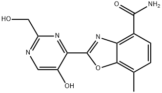 4-Benzoxazolecarboxamide, 2-[5-hydroxy-2-(hydroxymethyl)-4-pyrimidinyl]-7-methyl- Structure
