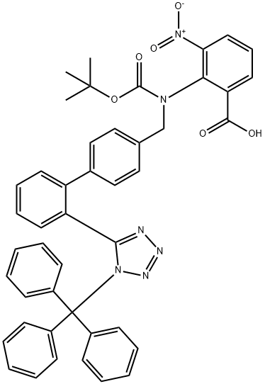Benzoic acid, 2-[[(1,1-dimethylethoxy)carbonyl][[2'-[1-(triphenylmethyl)-1H-tetrazol-5-yl][1,1'-biphenyl]-4-yl]methyl]amino]-3-nitro- 结构式