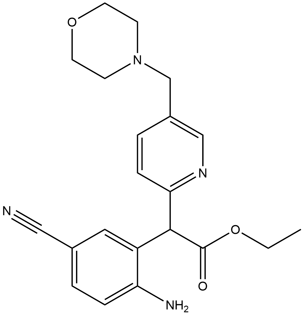 Ethyl α-(2-amino-5-cyanophenyl)-5-(4-morpholinylmethyl)-2-pyridineacetate Struktur