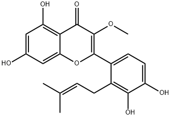 4H-1-Benzopyran-4-one, 2-[3,4-dihydroxy-2-(3-methyl-2-buten-1-yl)phenyl]-5,7-dihydroxy-3-methoxy- Struktur
