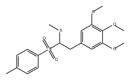 Benzene, 1,2,3-trimethoxy-5-[2-[(4-methylphenyl)sulfonyl]-2-(methylthio)ethyl]- Structure