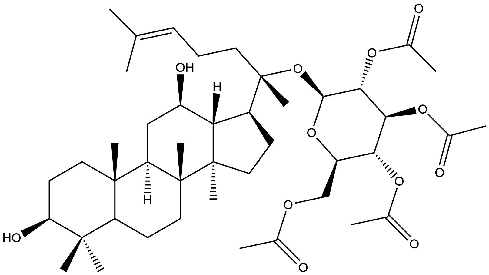 β-D-Glucopyranoside, (3β,12β)-3,12-dihydroxydammar-24-en-20-yl, 2,3,4,6-tetraacetate