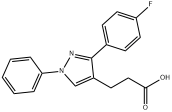 JR-6892, 3-(3-(4-Fluorophenyl)-1-phenyl-1H-pyrazol-4-yl)propanoic acid, 97% Structure