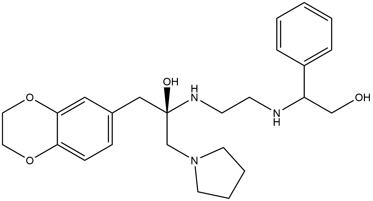 (1R,2S)-1-(2,3-Dihydrobenzo[b][1,4]dioxin-6-yl)-2-((2-((2-hydroxy-1-phenylethyl)amino)ethyl)amino)-3-(pyrrolidin-1-yl)propan-1-ol Struktur