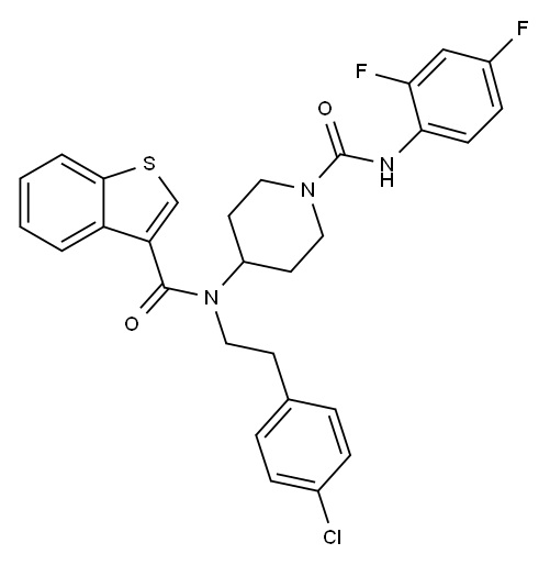 4-[(苯并[B]噻吩-3-基羰基)[2-(4-氯苯基)乙基]氨基]-N-(2,4-二氟苯基)-1-哌啶甲酰胺, 1092847-21-6, 结构式