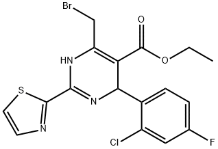 5-Pyrimidinecarboxylic acid, 6-(bromomethyl)-4-(2-chloro-4-fluorophenyl)-1,4-dihydro-2-(2-thiazolyl)-, ethyl ester Structure