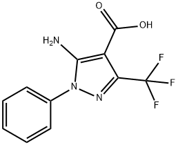 1H-Pyrazole-4-carboxylic acid, 5-amino-1-phenyl-3-(trifluoromethyl)- 结构式