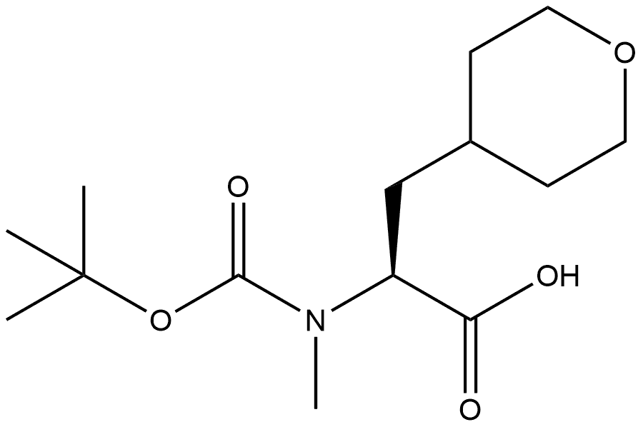 (2S)-2-[methyl-[(2-methylpropan-2-yl)oxycarbonyl]amino]-3-(oxan-4-yl)propanoic acid 结构式