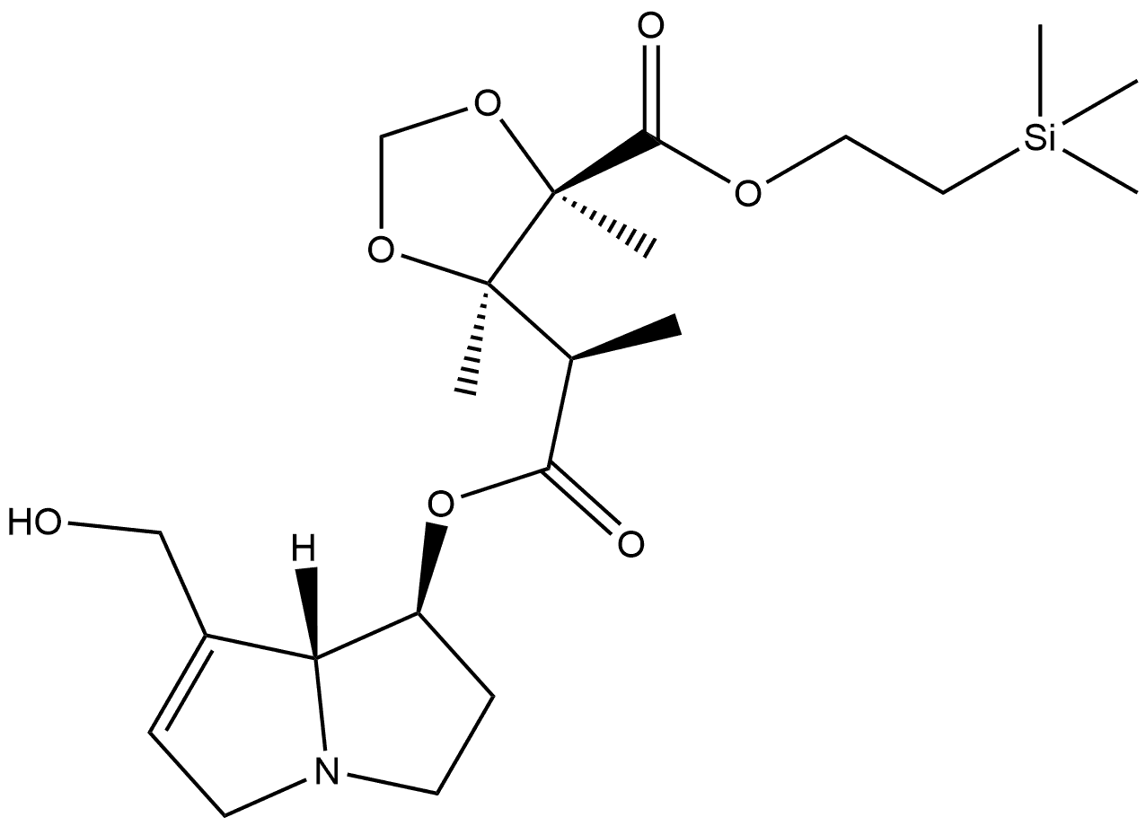 1,3-Dioxolane-4-acetic acid, α,4,5-trimethyl-5-[[2-(trimethylsilyl)ethoxy]carbonyl]-, 2,3,5,7a-tetrahydro-7-(hydroxymethyl)-1H-pyrrolizin-1-yl ester, [1α[R*(4R*,5R*)],7aβ]- (9CI) Structure