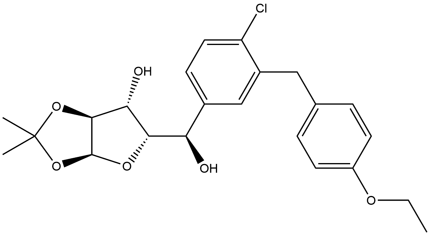 α-L-Xylofuranose, 5-C-[4-chloro-3-[(4-ethoxyphenyl)methyl]phenyl]-1,2-O-(1-methylethylidene)-, (5R)- 结构式