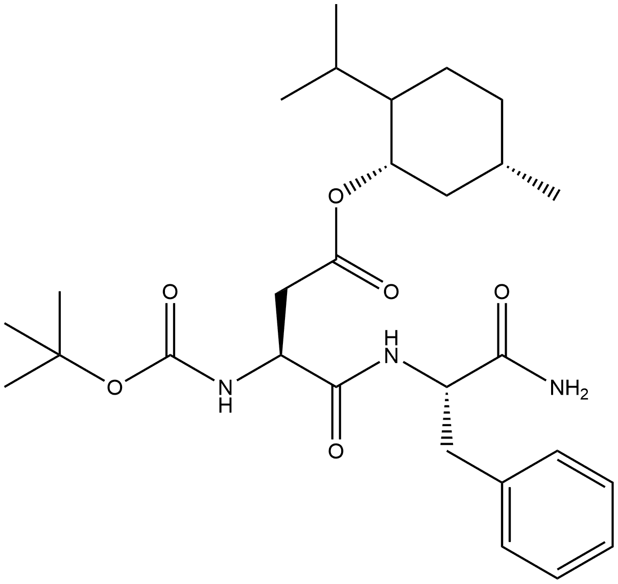 L-Phenylalaninamide, N-[(1,1-dimethylethoxy)carbonyl]-L-α-aspartyl-, 5-methyl-2-(1-methylethyl)cyclohexyl ester, [1R-(1α,2β,5α)]- (9CI) 化学構造式