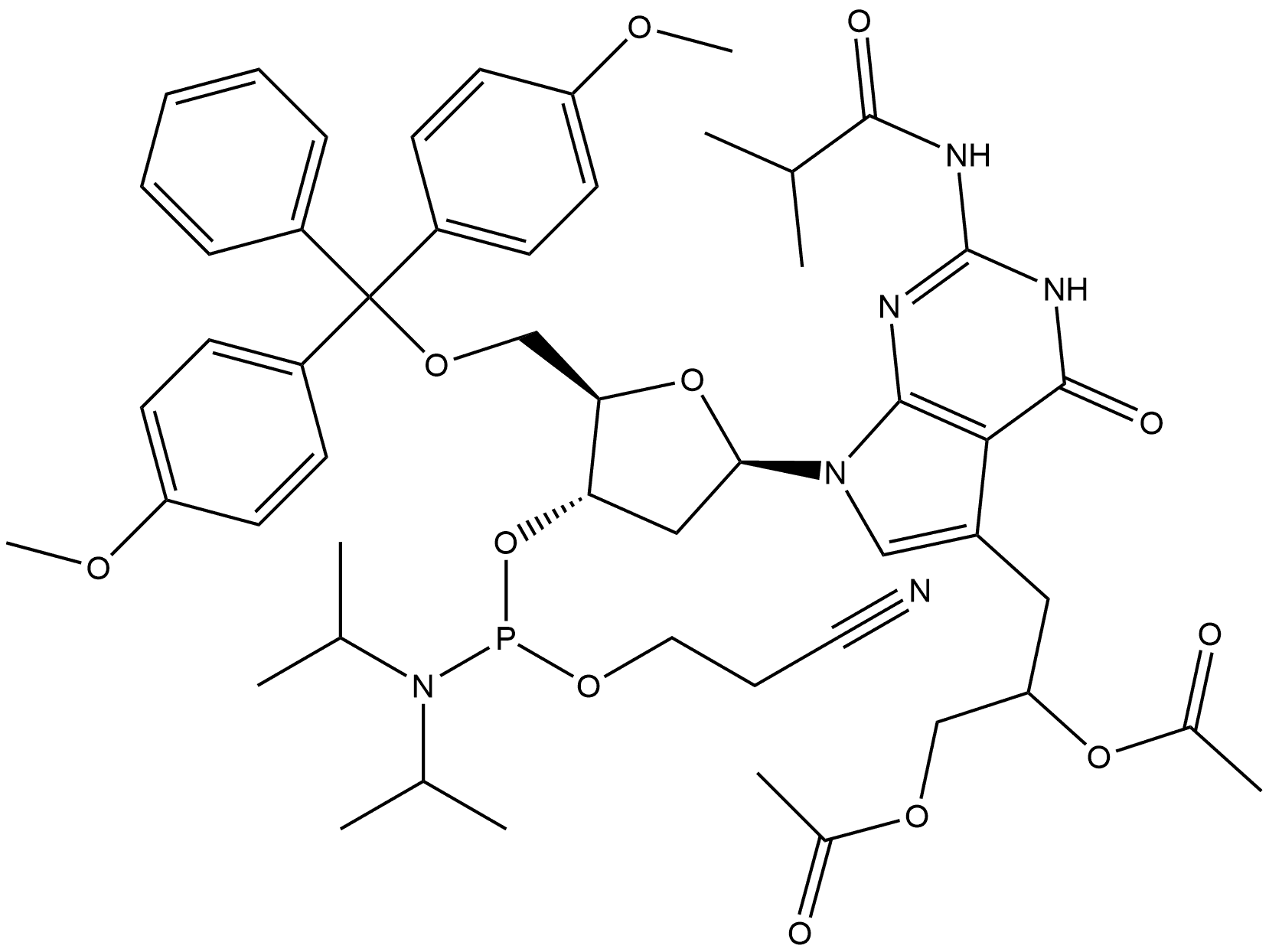7-Deaza-7-(2,3-diacetoxypropyl)-dG CEP Structure