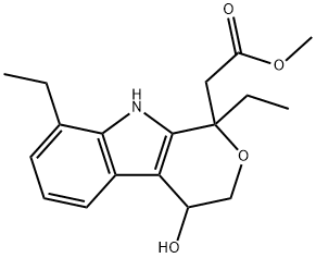 Pyrano[3,4-b]indole-1-acetic acid, 1,8-diethyl-1,3,4,9-tetrahydro-4-hydroxy-, methyl ester Struktur
