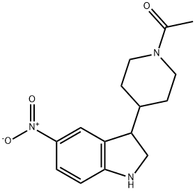 Ethanone, 1-[4-(2,3-dihydro-5-nitro-1H-indol-3-yl)-1-piperidinyl]- Structure
