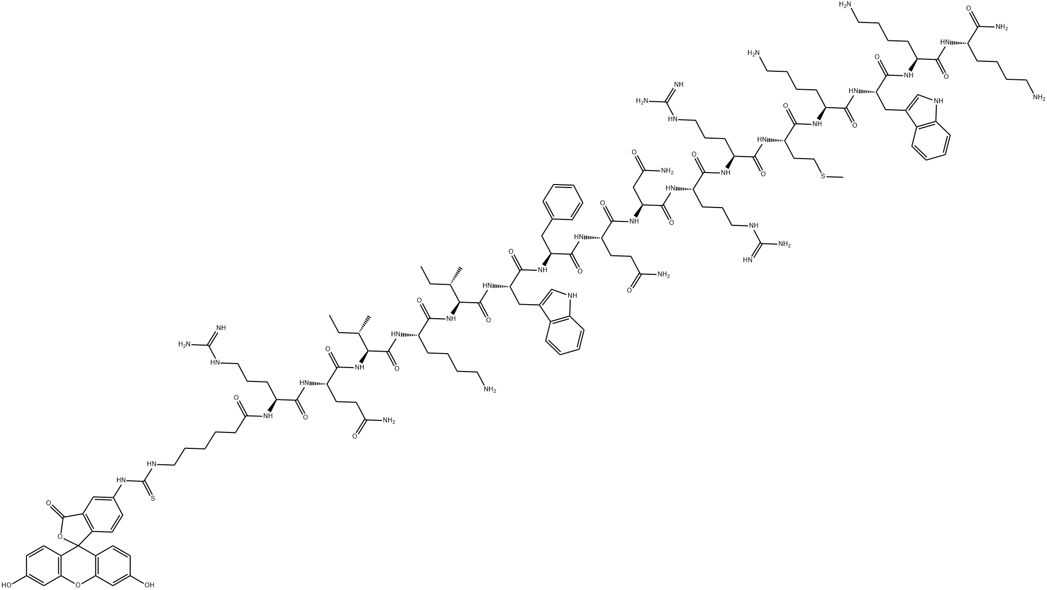 FITC-εAhx-Antennapedia Homeobox (43-58) amide, 1118750-35-8, 结构式