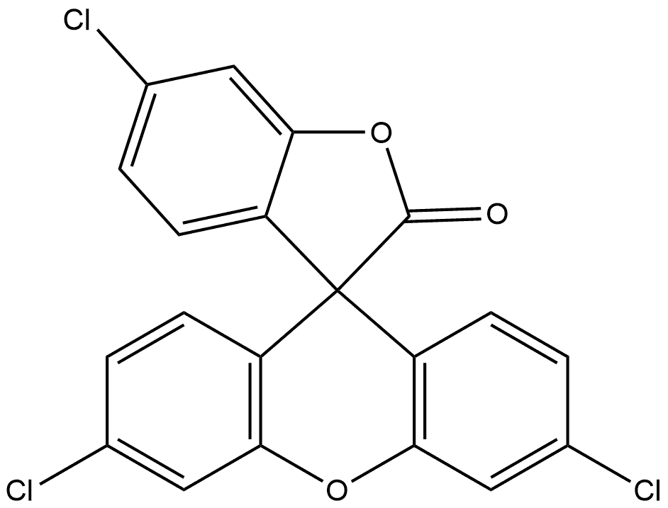 Spiro[benzofuran-3(2H),9'-[9H]xanthen]-2-one, 3',6,6'-trichloro- Struktur