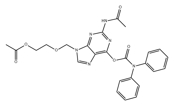 Carbamic acid, N,N-diphenyl-, 2-(acetylamino)-9-[[2-(acetyloxy)ethoxy]methyl]-9H-purin-6-yl ester