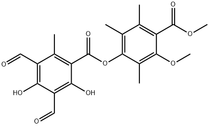 Benzoic acid, 3,5-diformyl-2,4-dihydroxy-6-methyl-, 3-methoxy-4-(methoxycarbonyl)-2,5,6-trimethylphenyl ester Structure