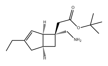 BICYCLO[3.2.0]HEPT-3-ENE-6-ACETIC ACID, 6-(AMINOMETHYL)-3-ETHYL-, 1,1-DIMETHYLETHYL ESTER, (1R,5S,6S)-, 1138245-20-1, 结构式