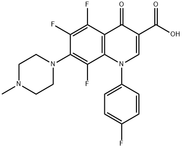 3-Quinolinecarboxylic acid, 5,6,8-trifluoro-1-(4-fluorophenyl)-1,4-dihydro-7-(4-methyl-1-piperazinyl)-4-oxo- Structure