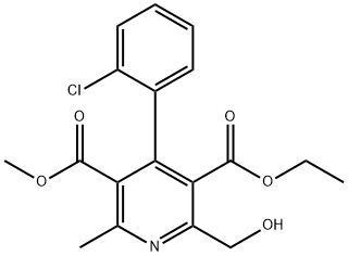 3,5-Pyridinedicarboxylic acid, 4-(2-chlorophenyl)-2-(hydroxymethyl)-6-methyl-, 3-ethyl 5-methyl ester Structure