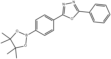 2-フェニル-5-[4-(4,4,5,5-テトラメチル-1,3,2-ジオキサボロラン-2-イル)フェニル]-1,3,4-オキサジアゾール 化学構造式
