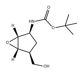 Carbamic acid, N-[(1R,2S,4S,5S)-4-(hydroxymethyl)-6-oxabicyclo[3.1.0]hex-2-yl]-, 1,1-dimethylethyl ester Struktur