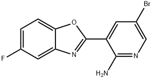5-Bromo-3-(5-fluoro-2-benzoxazolyl)-2-pyridinamine 结构式