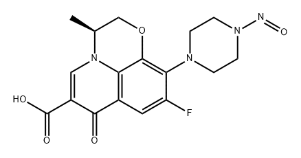 7H-Pyrido[1,2,3-de]-1,4-benzoxazine-6-carboxylic acid, 9-fluoro-2,3-dihydro-3-methyl-10-(4-nitroso-1-piperazinyl)-7-oxo-, (3S)- Structure