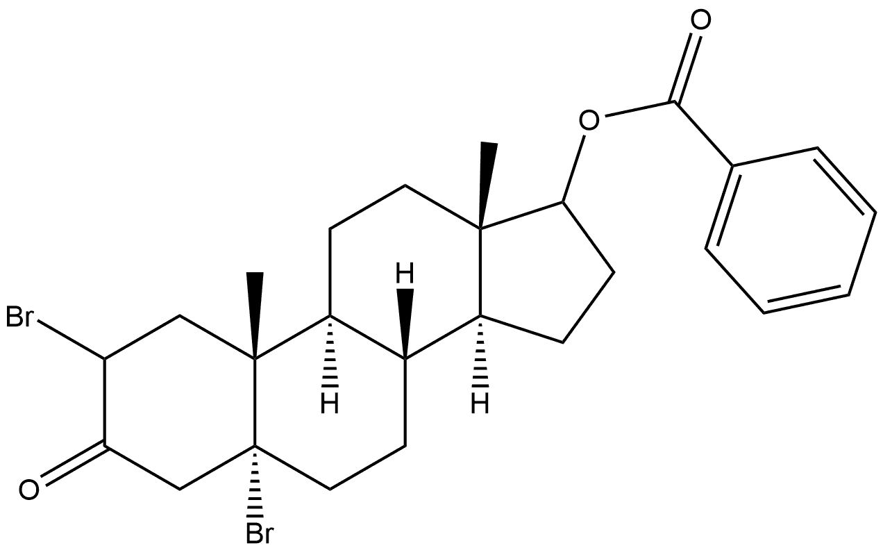 5α-Androstan-3-one, 2,5-dibromo-17-hydroxy-, benzoate (6CI) Structure