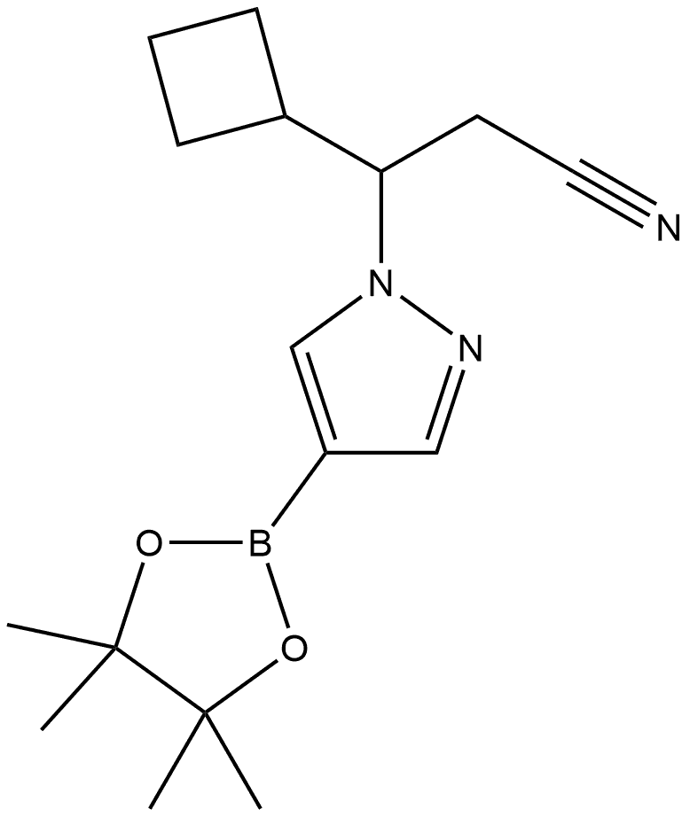 3-环丁基-3-(4-(4,4,5,5-四甲基-1,3,2-二氧杂硼烷-2-基)-1H-吡唑-1-基)丙腈, 1153949-56-4, 结构式