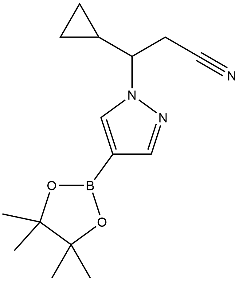 3-环丙基-3-(4-(4,4,5,5-四甲基-1,3,2-二氧杂硼烷-2-基)-1H-吡唑-1-基)丙腈, 1153949-61-1, 结构式