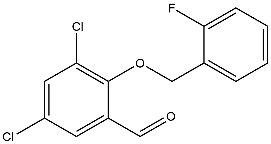 3,5-dichloro-2-((2-fluorobenzyl)oxy)benzaldehyde Structure