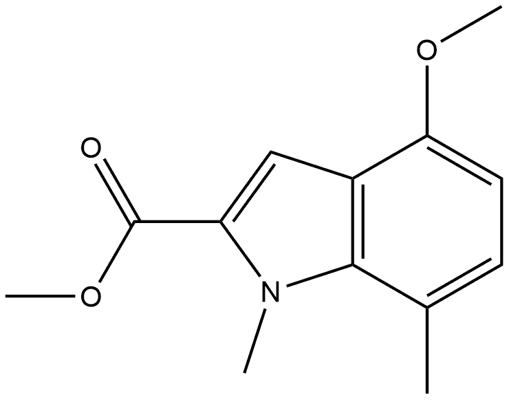 4-甲氧基-1,7-二甲基吲哚-2-甲酸甲酯, 1158520-75-2, 结构式