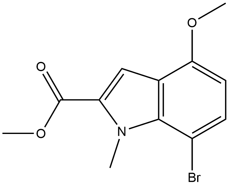 7-溴-4-甲氧基-1-甲基吲哚-2-甲酸甲酯 结构式