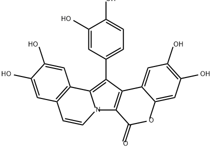6H-[1]Benzopyrano[4',3':4,5]pyrrolo[2,1-a]isoquinolin-6-one, 14-(3,4-dihydroxyphenyl)-2,3,11,12-tetrahydroxy- Structure