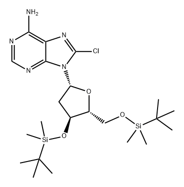 Adenosine, 8-chloro-2'-deoxy-3',5'-bis-O-[(1,1-dimethylethyl)dimethylsilyl]- (9CI) Structure