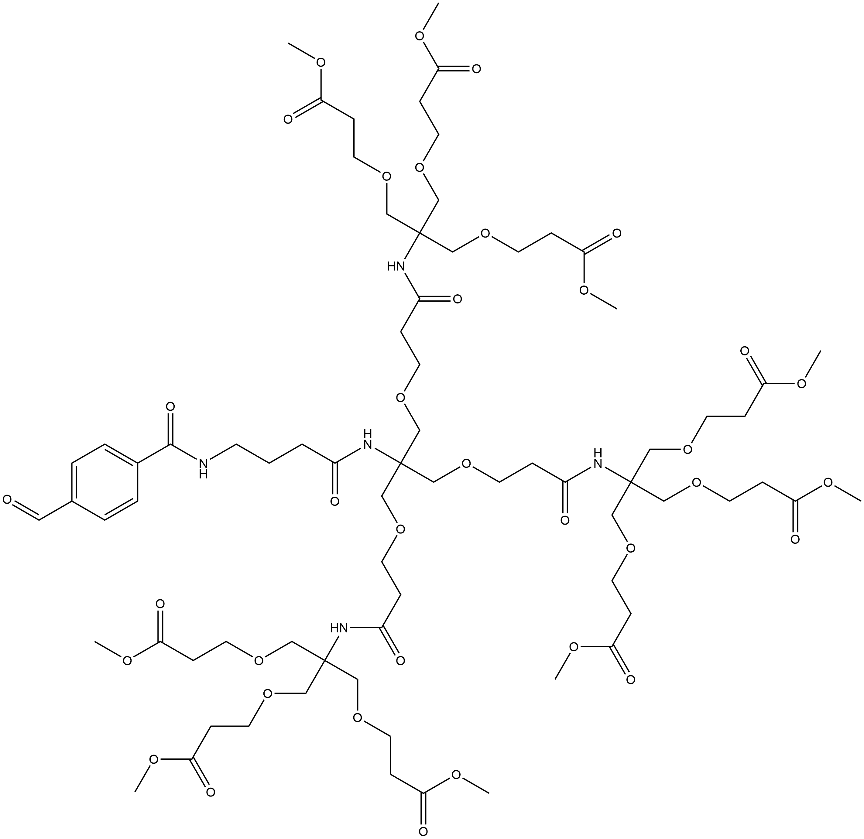 1,25-Dimethyl 13-[7,7-bis[(3-methoxy-3-oxopropoxy)methyl]-5,12-dioxo-2,9,13-trioxa-6-azatetradec-1-yl]-13-[[4-[(4-formylbenzoyl)amino]-1-oxobutyl]amino]-6,6,20,20-tetrakis[(3-methoxy-3-oxopropoxy)methyl]-8,18-dioxo-4,11,15,22-tetraoxa-7,19-diazapentacosanedioate Structure